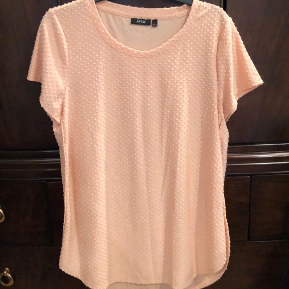NWOT Apt. 9 peach color tunic w popcorn dots sz large. - Picture 1 of 7